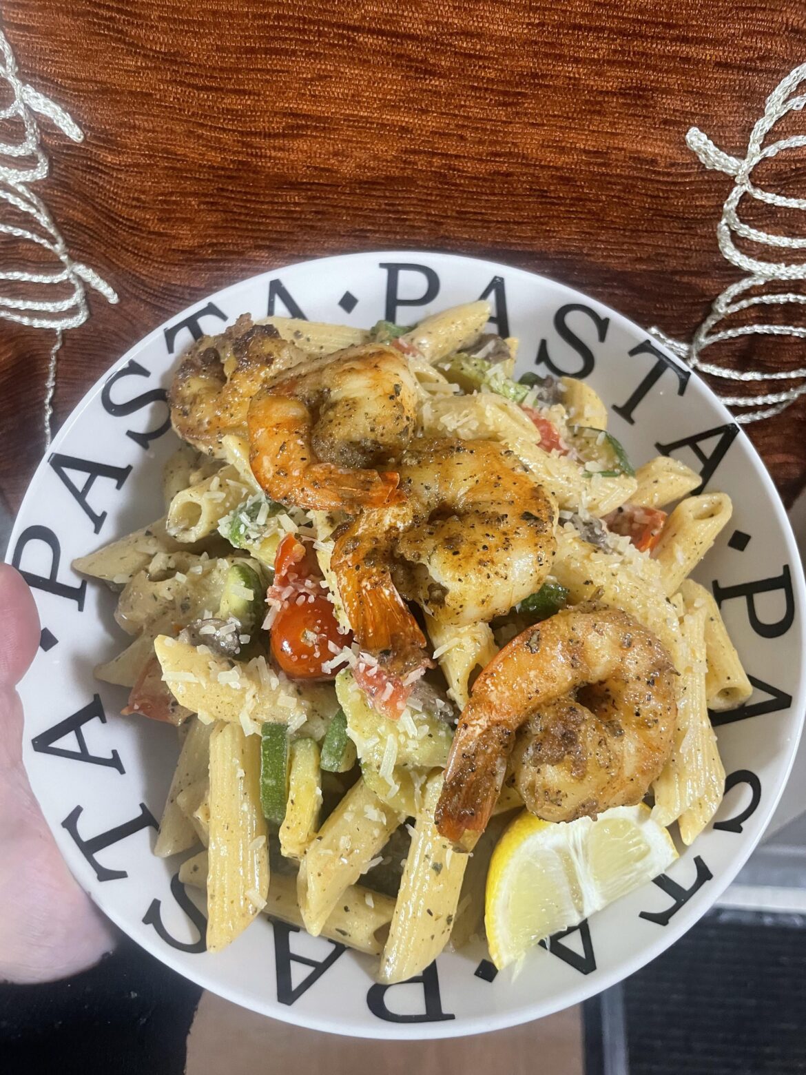 Silky Sicilian penne except I used shrimp