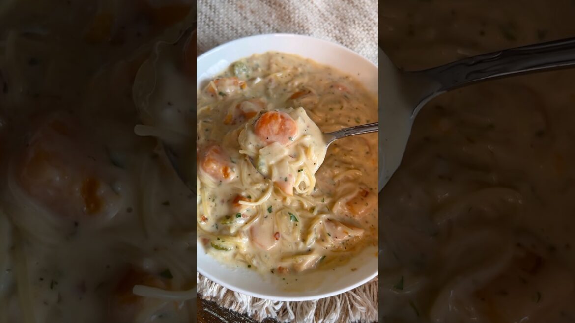 Creamy Chicken Noodle Soup! #soup #easyrecipe