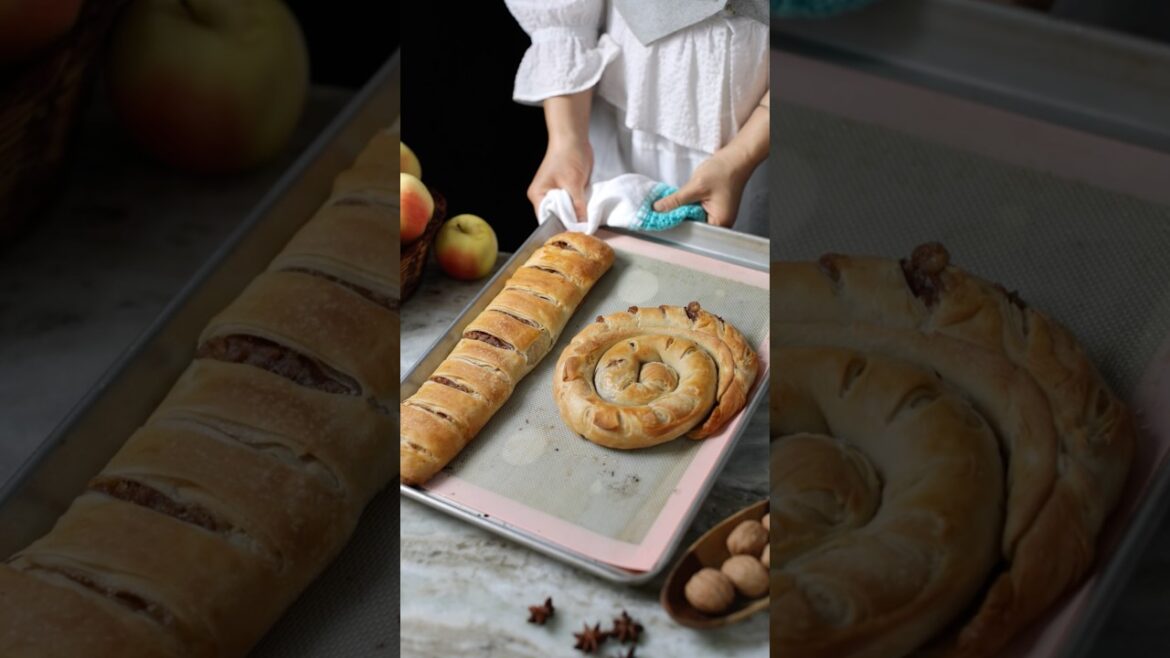 Apple Strudel with Vanilla Sauce #food