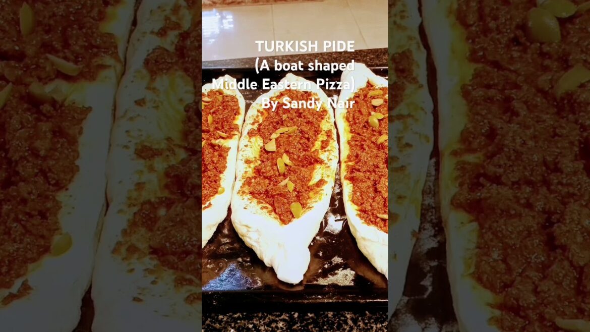 TURKISH PIDE.Boat shape Middle Eastern Pizza in spicy mince filling/any meat choice serve with dips.