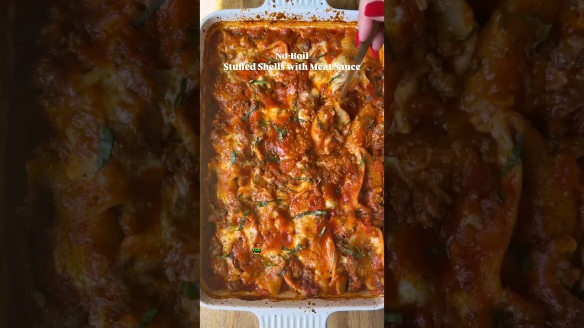 No-Boil Stuffed Shells with Meat Sauce | Easy & Delicious Pasta Bake! #easyrecipes #pasta #dinner