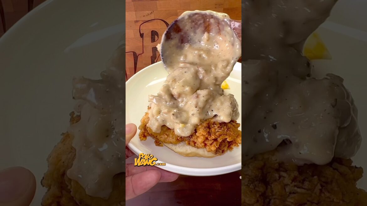 Mammah! I went down memory lane and made a Chunky Sausage Gravy Steak Biscuit Sandwich