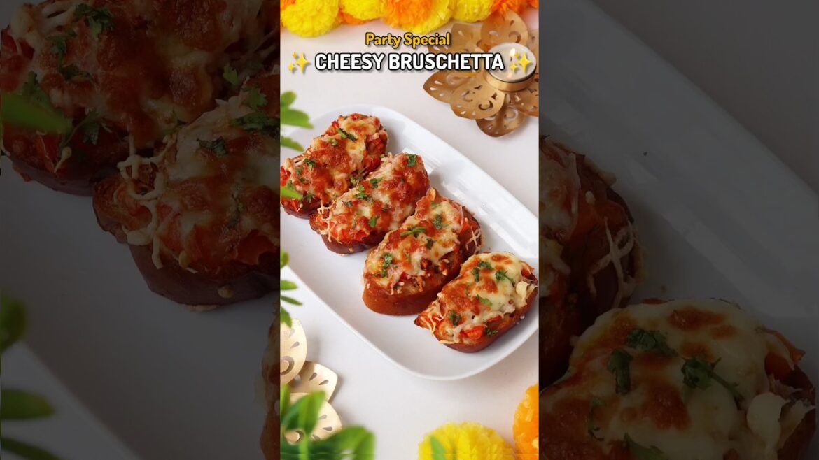 Cheesy Bruschetta | Bruschetta | Party Appetizer #recipe #food #easyrecipe #partysnacks