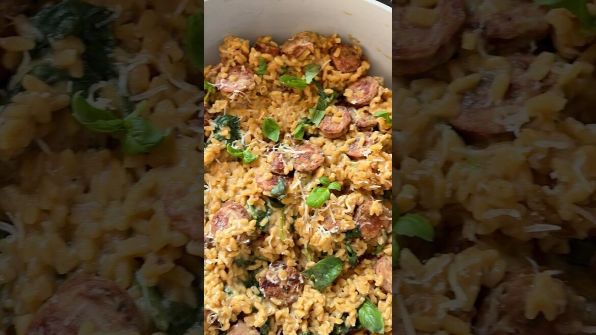 One Pan Chicken Sausage & Orzo | Eating Bird Food #onepandinner #highproteindinner #dinner er