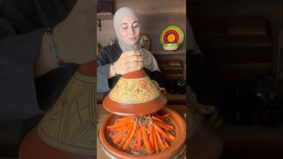 Moroccan tagine with chicken and carrots,raisins