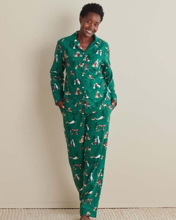 Holiday Dogs Flannel Classic Pajama Set 