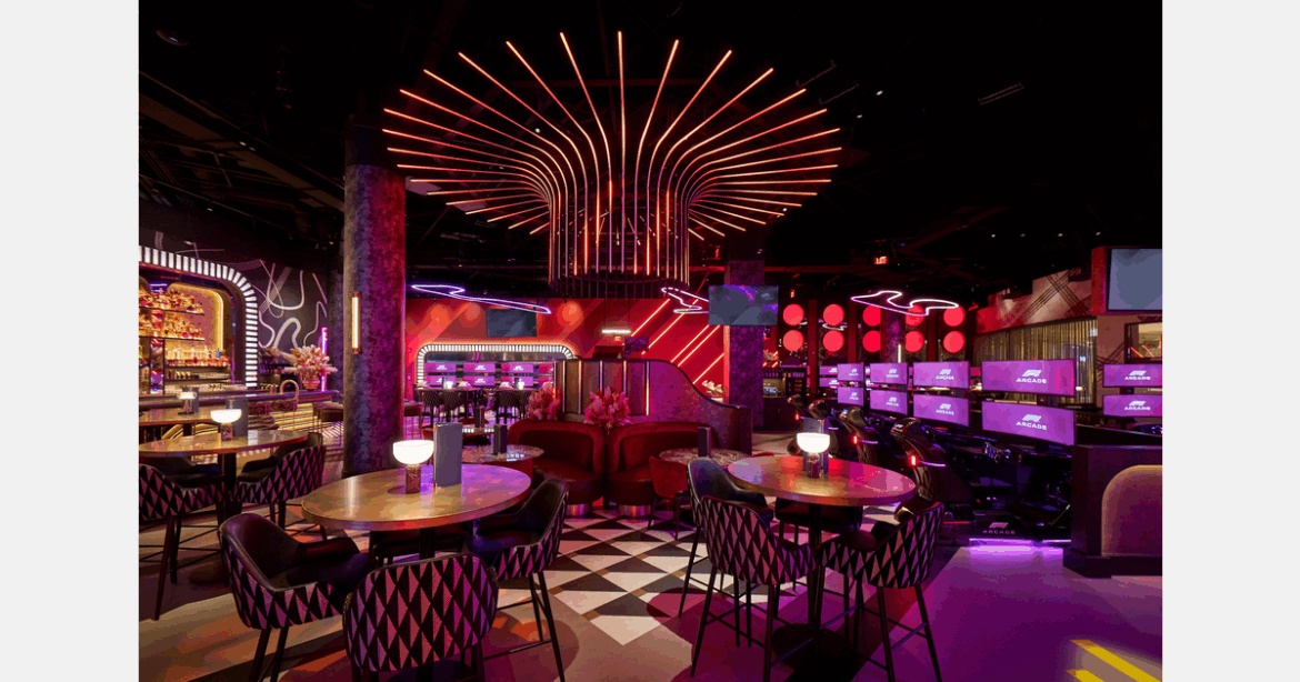 F1 Arcade Las Vegas opens as a bold new design-led dining and nightlife destination at Caesars Palace