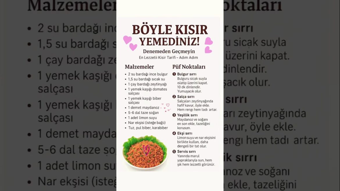 KISIR TARIFI YOK BOYLE BISEY! #kısır #sağlık #keşfet #shorts #fyp #sağlıklıyaşam #tarif #kısırtarifi