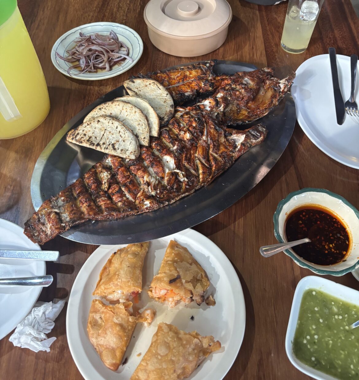 Had this amazing pescado Zarandeado in Nayarit, Mexico. (Red snapper)