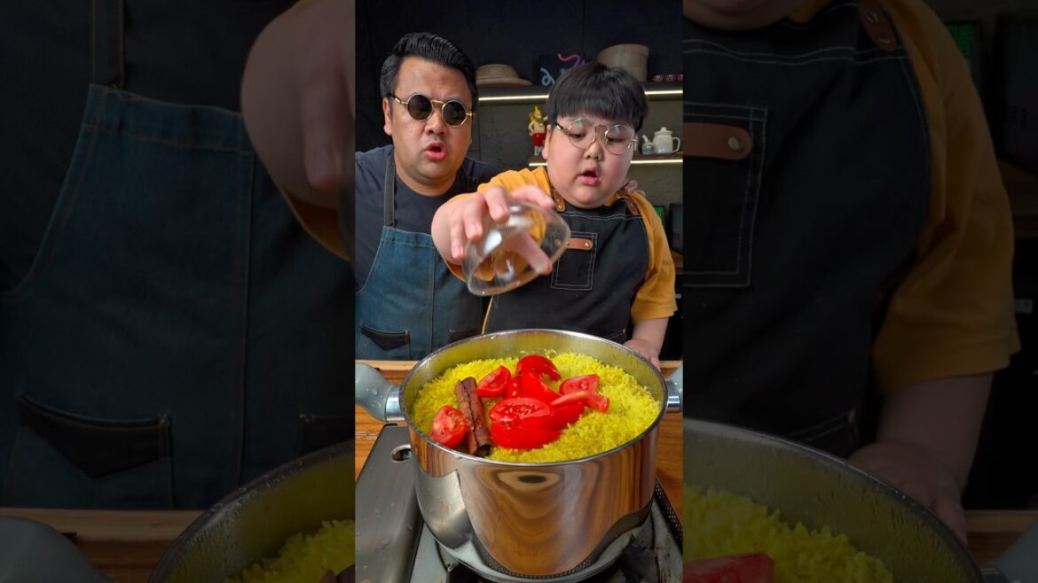 Yellow Chicken Maqluba Flip Challenge! #shorts #cooking #funny #trending