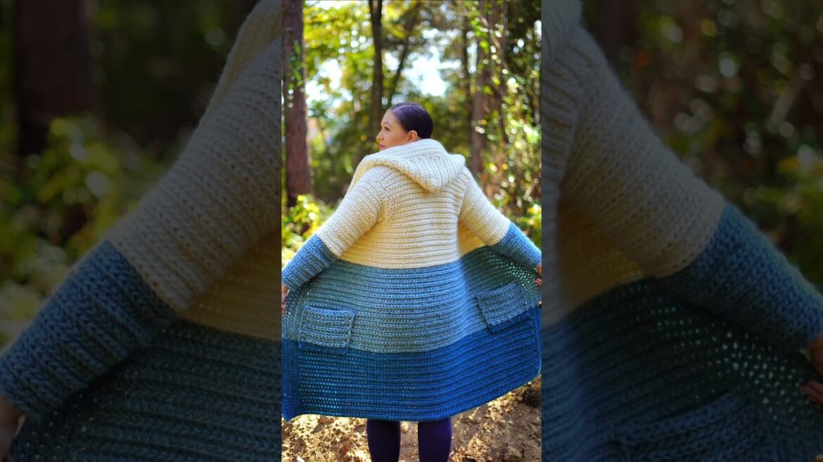 Crochet a hooded jacket with me #crochet #pattern on ‪@JourneyChanelDesigns‬ Size Inclusive