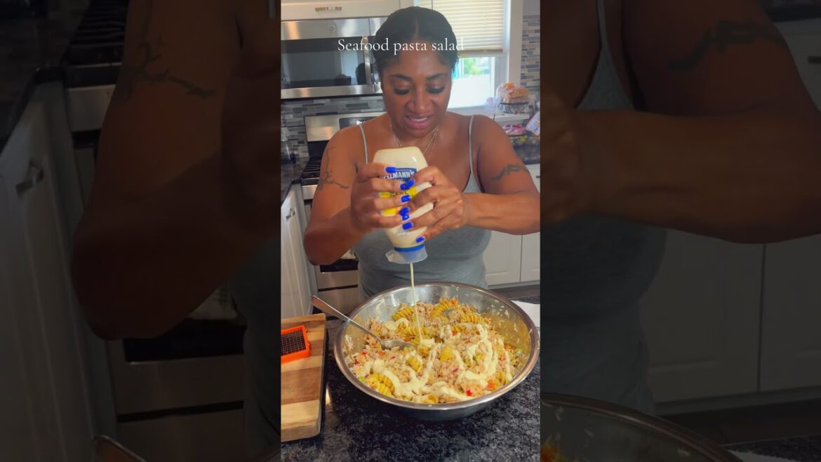 Crab n shrimp pasta salad #seafoodpasta #seafoodsalad