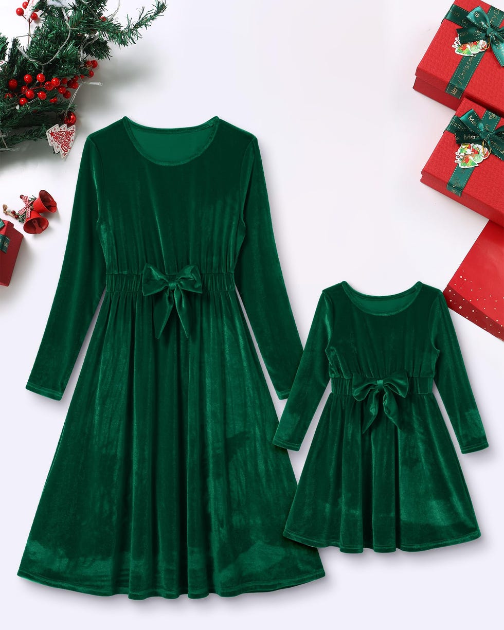 Mommy and Me Velvet Christmas Dresses 