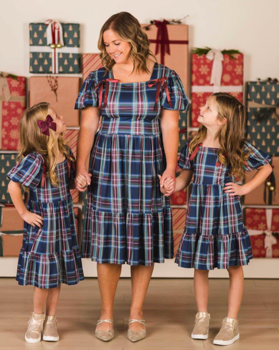 Family Green & Blue Plaid Dresses