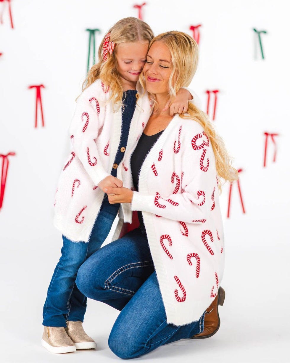 Mom & Me Cozy Candy Cane Cardigan