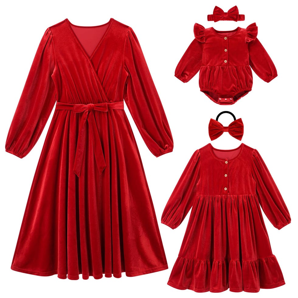 Mommy and Me Red Velvet Christmas Dresses