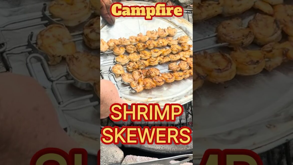 Absolutely delicious shrimp skewers on the campfire
