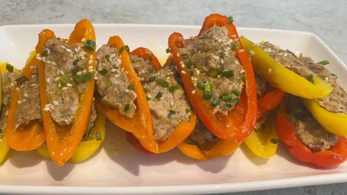 Stuffed Mini Bell Peppers with Ground Pork