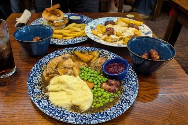 The Wetherspoons Christmas dinner along with festive loaded fries and the big cheese burger