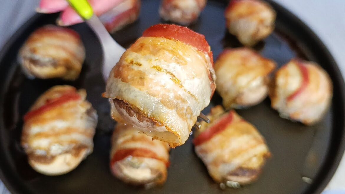 ФАРШИРОВАННЫЕ ШАМПИНЬОНЫ в духовке с беконом | ИДЕАЛЬНАЯ ЗАКУСКА