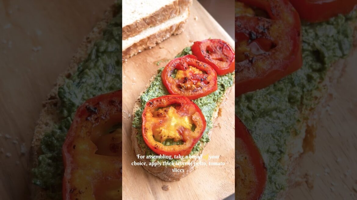 Roasted tomato & pesto grilled cheese sandwich #youtubeshorts #sandwich #recipe #cheese #shorts #yt