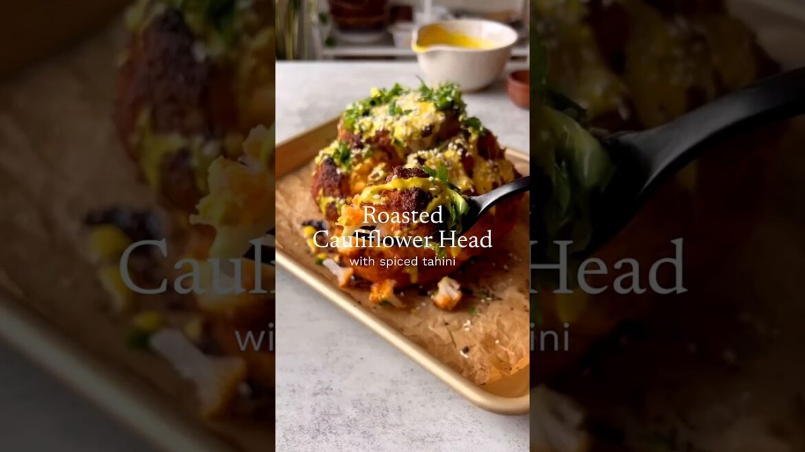 Roasted Cauliflower Head with Tahini Sauce @somethingnutritious