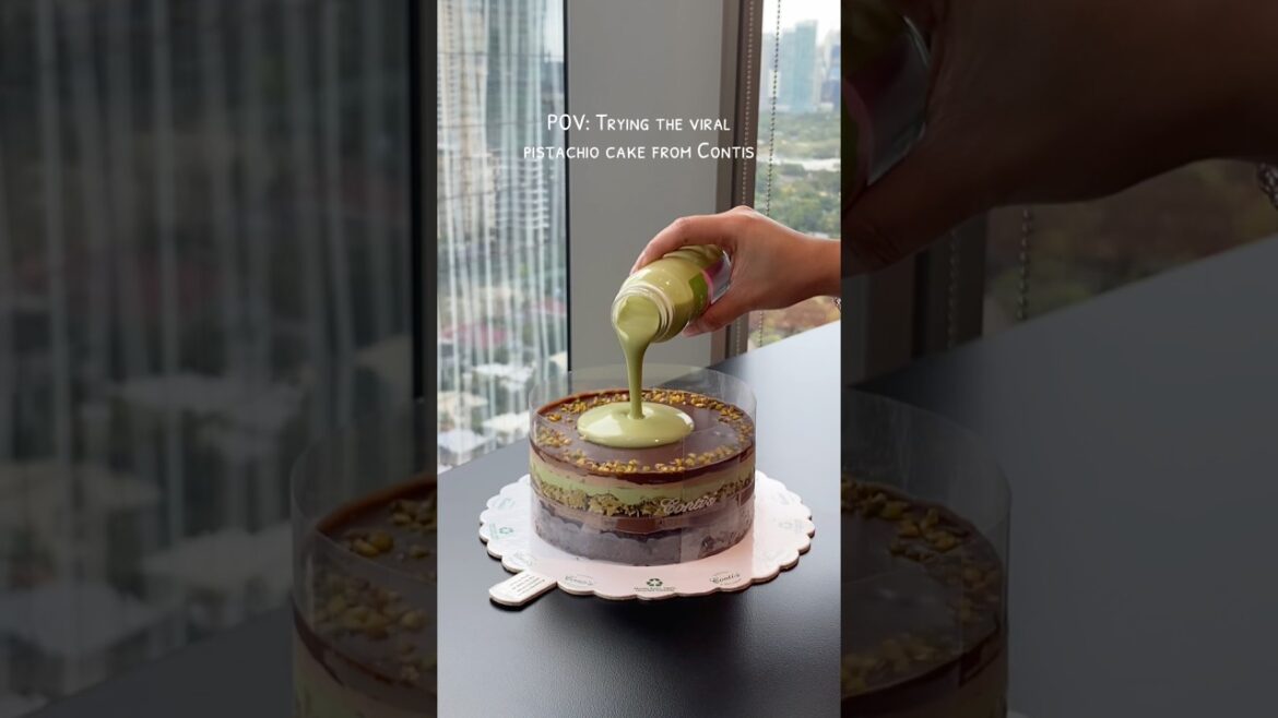 Trying the viral pistachio cake from Contis #cake #contis #pistachio
