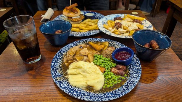 The Wetherspoons Christmas dinner along with festive loaded fries and the big cheese burger