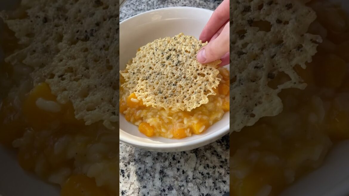 one-pan butternut squash risotto with parmesan sage crisps