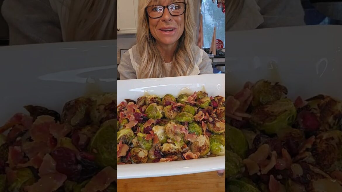 Holiday Brussels Sprouts with Cranberries, Pecans & Maple Balsamic Glaze