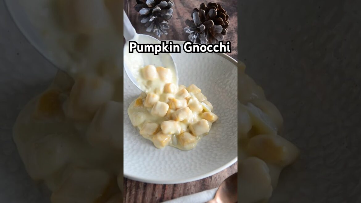 Pumpkin gnocchi in creamy Gorgonzola cheese sauce and walnuts