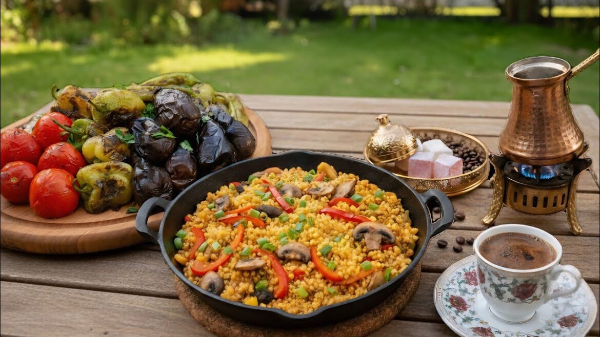 Azerbaijani Mangal Salad, Bulgur & Turkish Coffee | Country Cooking Azerbaijani Mangal Salad, Bulgur & Turkish Coffee | Country Cooking