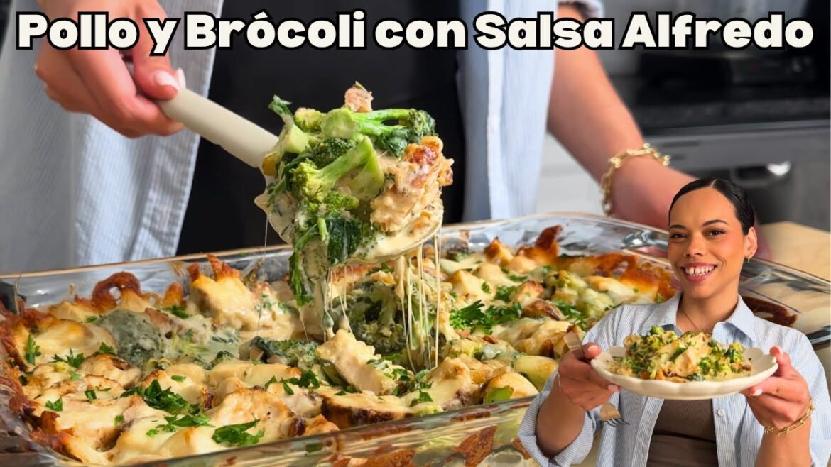 Pollo y Brócoli con Salsa Alfredo, Sin Azúcar y Bajo en Carbohidratos