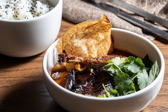 Yellow curry with roasted duck.