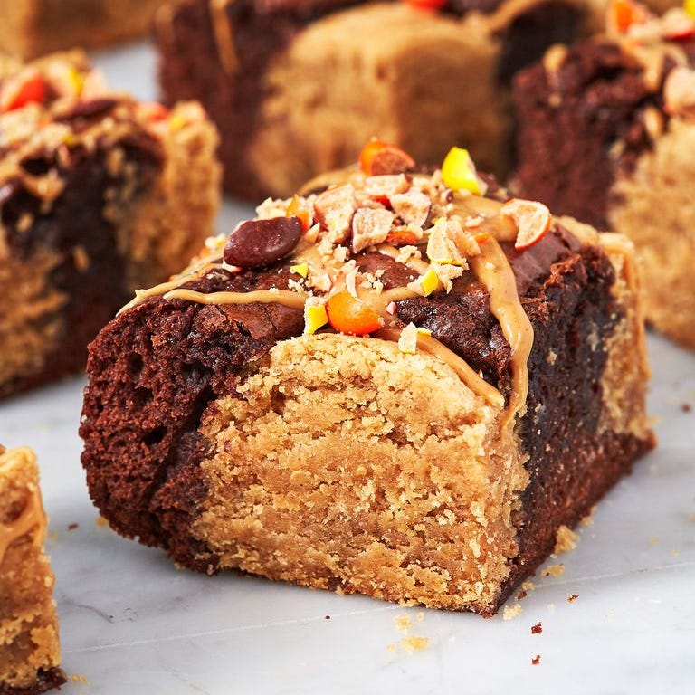 peanut butter cookie stuffed brownies