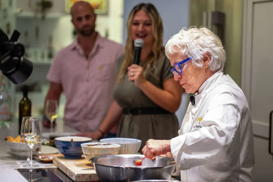 Mustards Grill chef Cindy Pawlcyn demonstrates how to make ahi tuna poke at the San Francisco Chronicle's Wine Country's Top 25 event at the CIA at Copia in Napa on Nov. 9, 2025. (Brian Feulner/For the S.F. Chronicle)