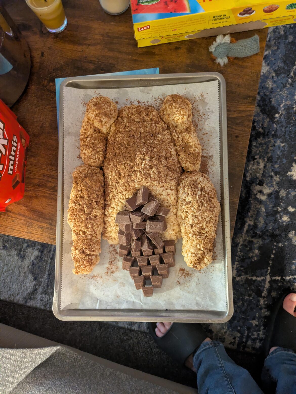I present to you a rice krispie turkey