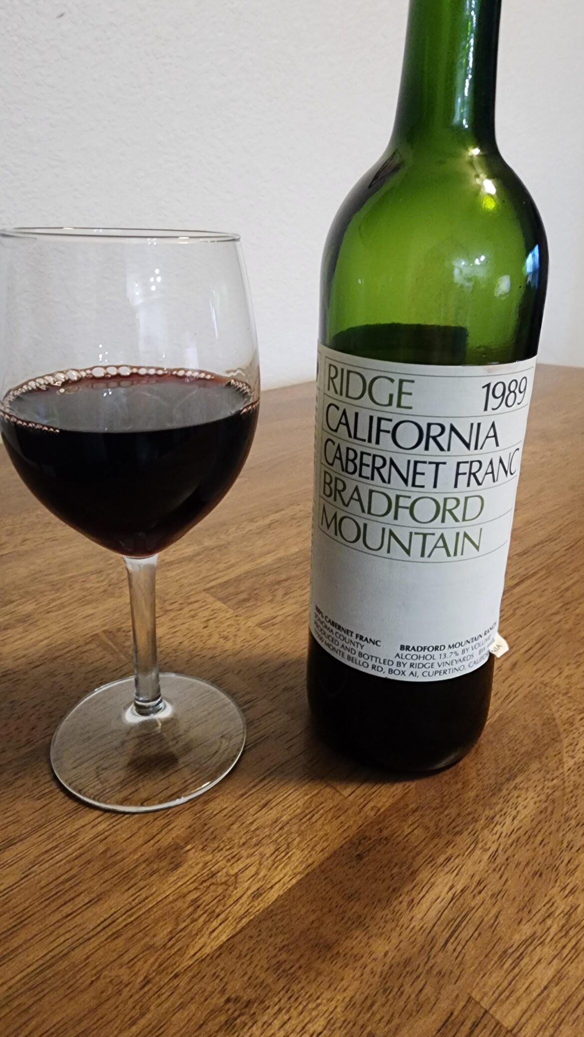 1989 Ridge Bradford Mountain Cab Franc
