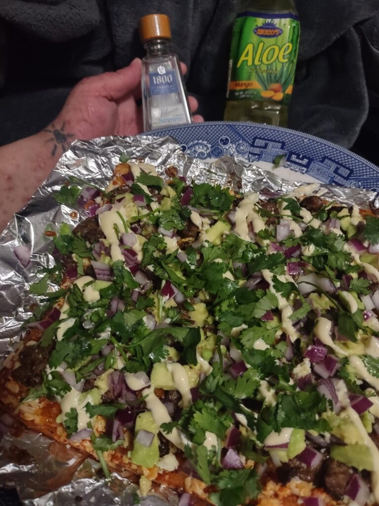 Carne asada taco party pizza?