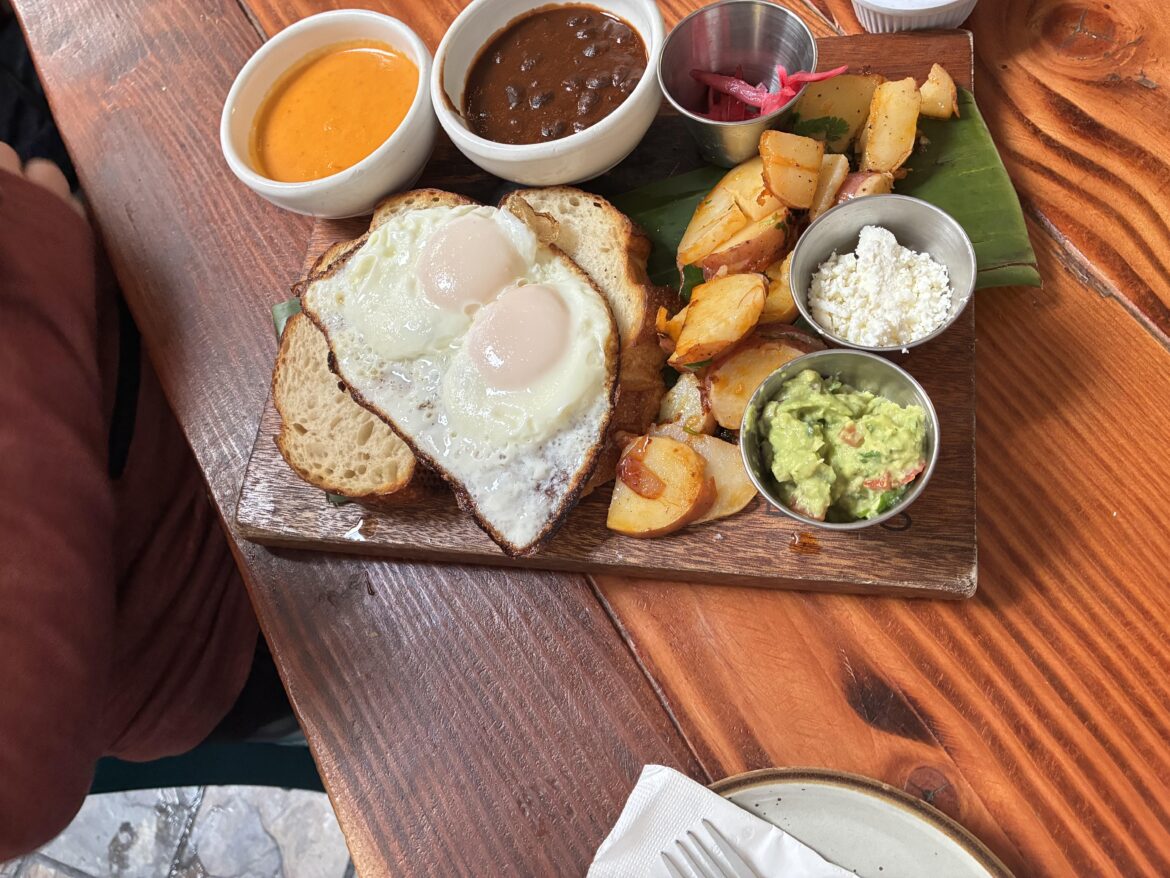 Sunnyside up eggs and no plate makes a huge mess all over my table and makes Jack a dull boy.