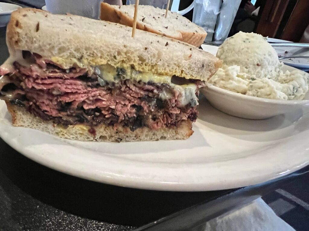 Had trouble deciding between the pastrami or the corned beef so we got one of each and shared.