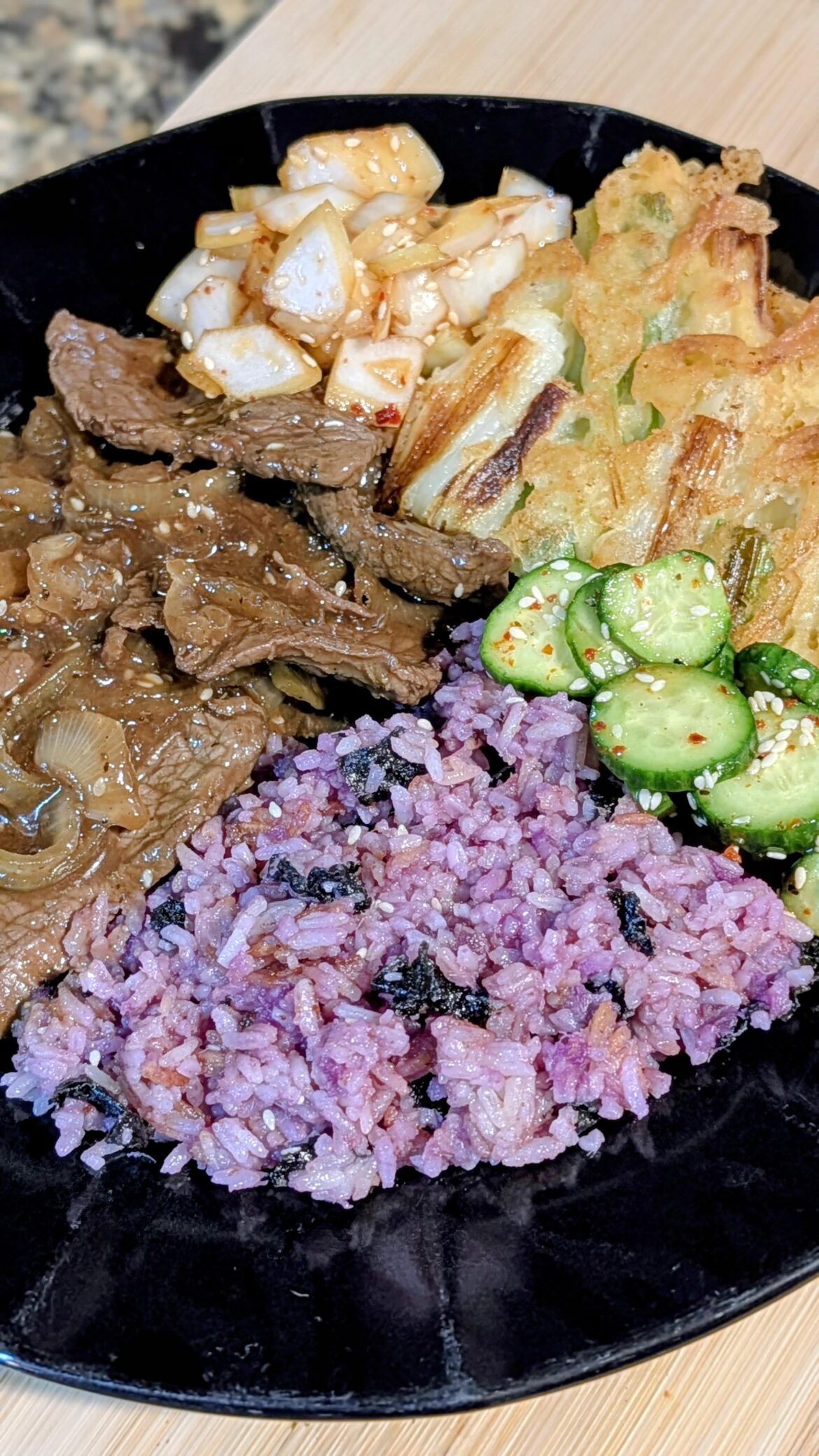 Korean Steak Bulgogi with Purple Rice