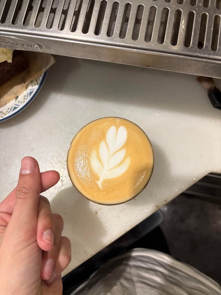 Not sure what was harder, the latte art or recording myself. Still practicing 🥹 any tips?