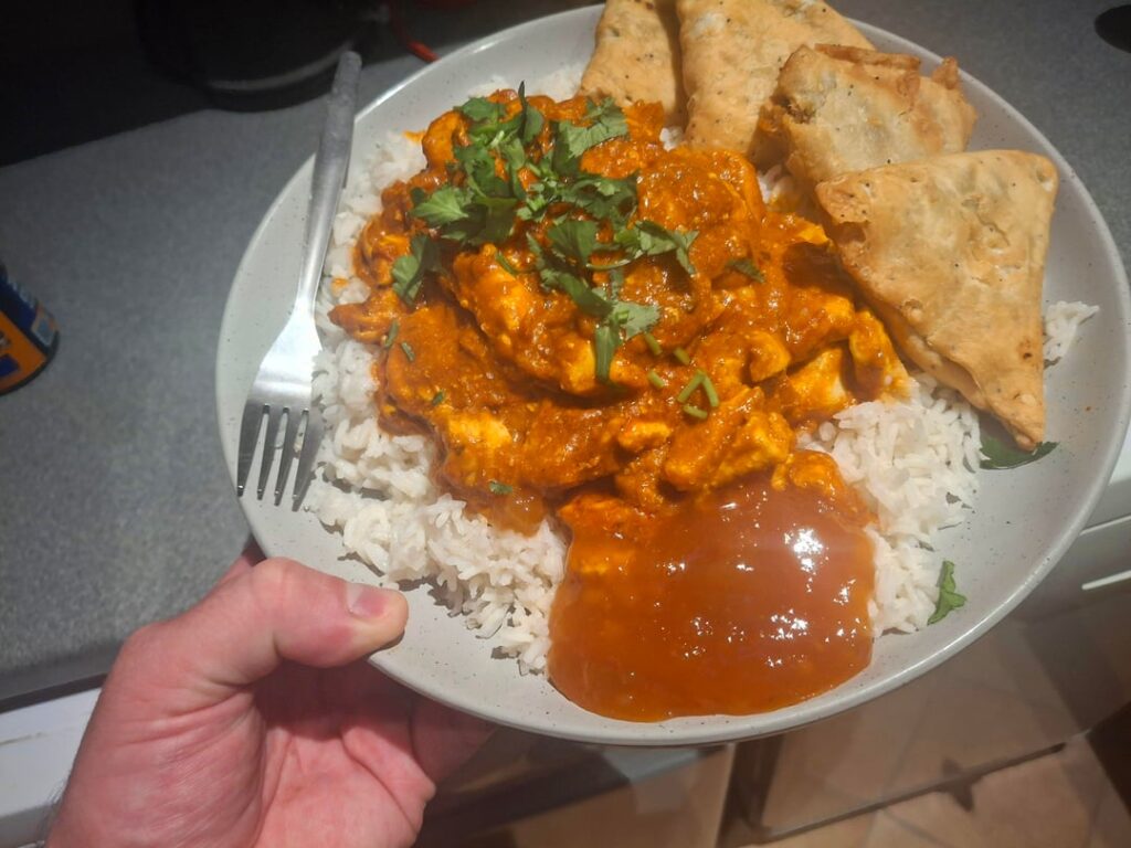 I'm ill with the awful lurgy going around. So I made a curry, followed by lidl bakery items