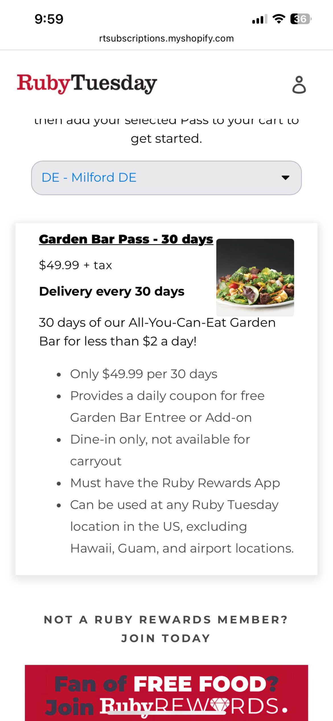Ruby Tuesday Salad Bar deal