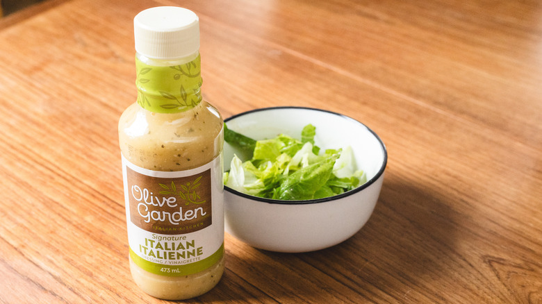 Olive Garden italian dressing with lettuce bowl