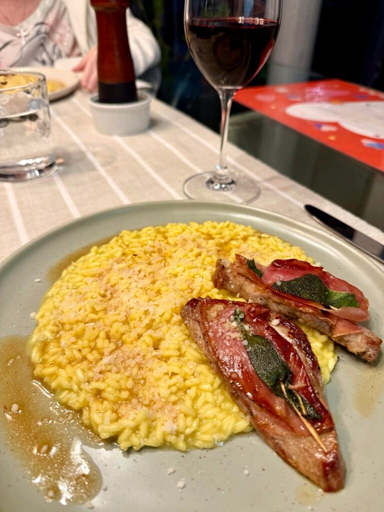 My Italian food weekend: Saltimbocca con risotto allo zafferano, focaccia, and lasagne