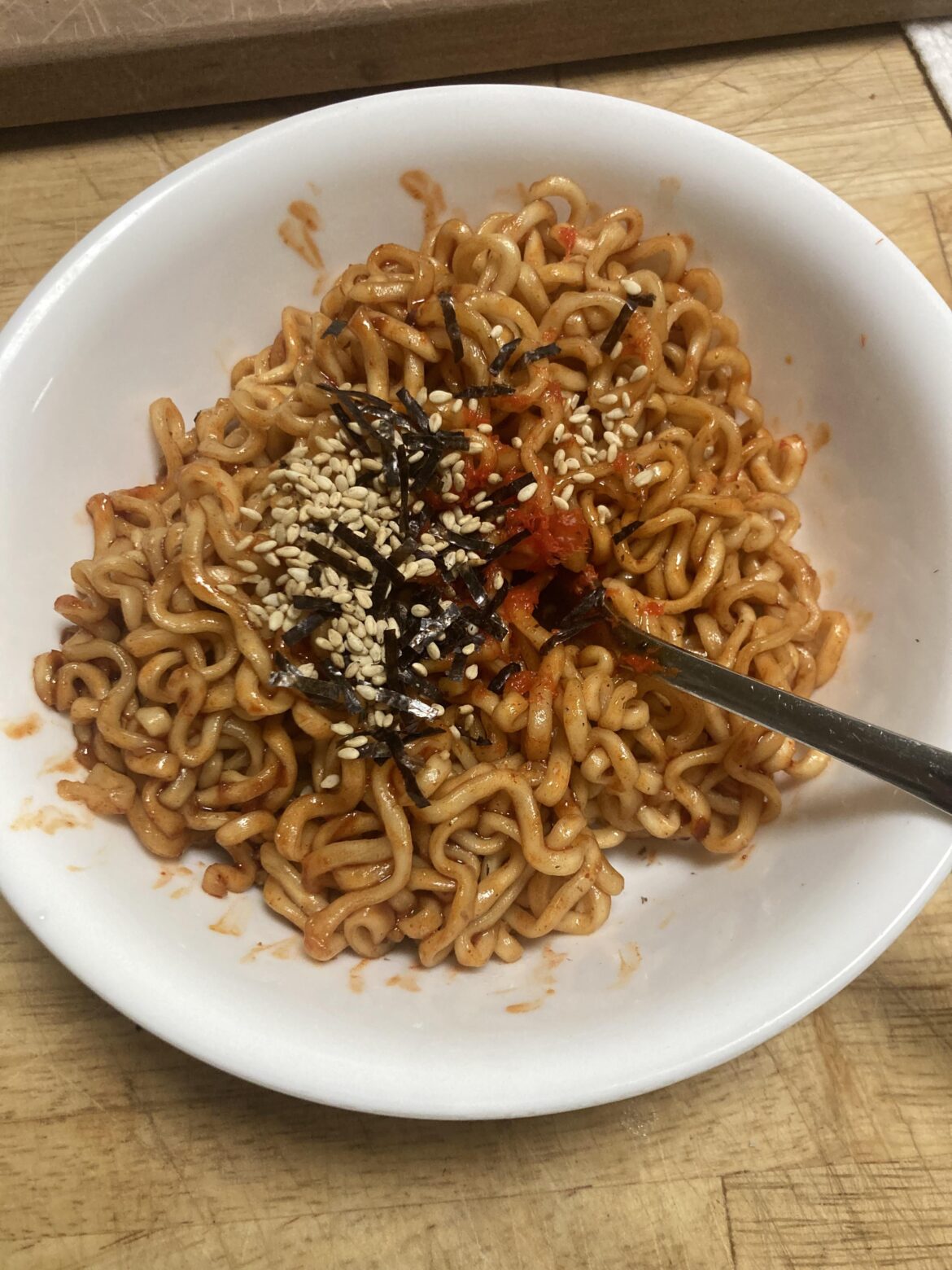 Some grated bhut jolokia on my buldak because I needed to feel something