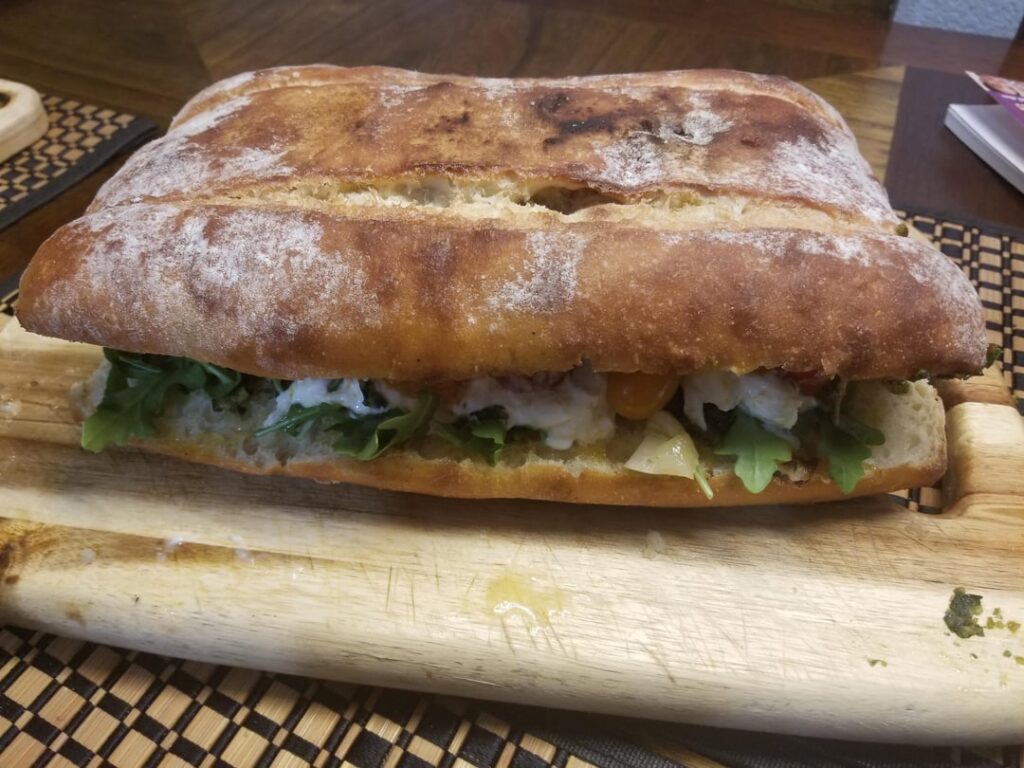 Homemade caprese sandwich with Ciabatta Toscana