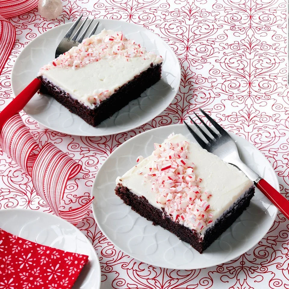 christmas potluck chocolate peppermint sheet cake
